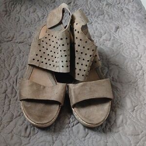 Elegant Tan Perforated Women's Sandals